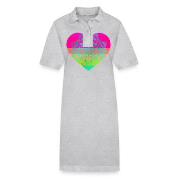 Herz Herzen Mandala - Stanley/Stella Frauen Bio-Polokleid PAIGER - Grau meliert - Vorne