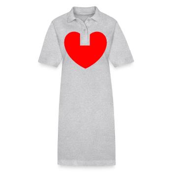 rotes Herz rot Geshenk Valentinstag - Stanley/Stella Frauen Bio-Polokleid PAIGER - Grau meliert - Vorne