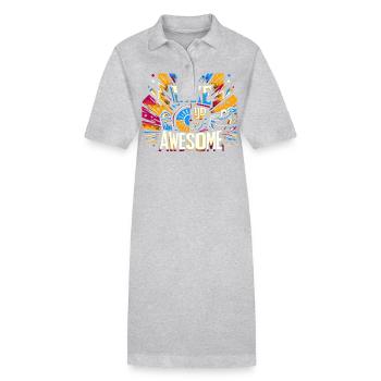 I Wake Up Awesome 13 - Stanley/Stella Frauen Bio-Polokleid PAIGER - Grau meliert - Vorne