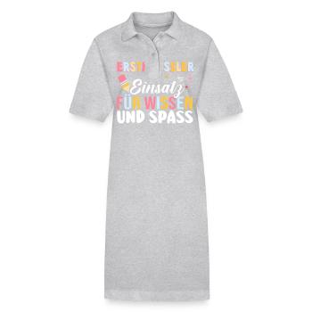 Erste Klasse Grundschule Schulbeginn Geschenk - Stanley/Stella Frauen Bio-Polokleid PAIGER - Grau meliert - Vorne