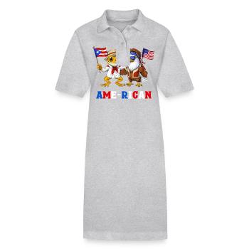 Puerto Rico USA Heritage - Stanley/Stella PAIGER Organic Women’s Polo Dress - heather grey - Front