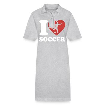 I Love Soccer - Heart - Hobby - Stanley/Stella PAIGER Organic Women’s Polo Dress - heather grey - Front