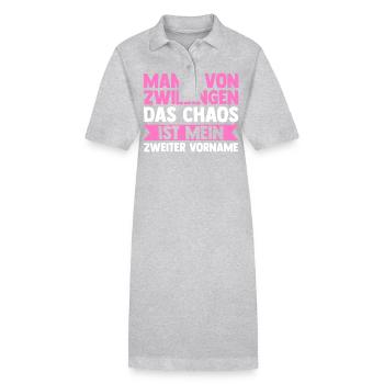 Maman de jumeaux - Robe polo bio PAIGER Stanley/Stella Femme - gris chiné - Devant