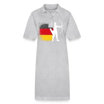 Bogenschütze Deutschland Flagge Bogenschießen - Stanley/Stella Frauen Bio-Polokleid PAIGER - Grau meliert - Vorne