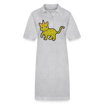 Einhörn Katze Katzen Fabeltiere - Stanley/Stella Frauen Bio-Polokleid PAIGER - Grau meliert - Vorne