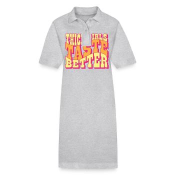 Thick Girls Taste Better Chubby Big Girls Curvy - Stanley/Stella PAIGER Organic Women’s Polo Dress - heather grey - Front