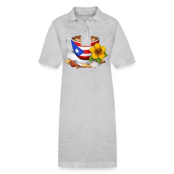 Puerto Rico Kaffee - Stanley/Stella Frauen Bio-Polokleid PAIGER - Grau meliert - Vorne