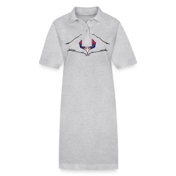 Serbien Flagge Herzform - Stanley/Stella Frauen Bio-Polokleid PAIGER - Grau meliert - Vorne