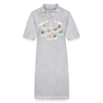 Autism Awareness God Says I Am Strong Asperger's - Stanley/Stella PAIGER Organic Women’s Polo Dress - heather grey - Front