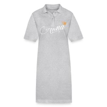 Anna Name für Frauen Kinder Kleinkinder - Anna Custom - Stanley/Stella Frauen Bio-Polokleid PAIGER - Grau meliert - Vorne