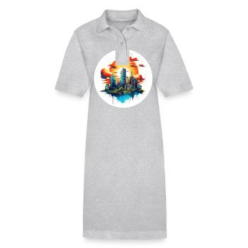 Die Stadt im Sonnenaufgang - Stanley/Stella Frauen Bio-Polokleid PAIGER - Grau meliert - Vorne