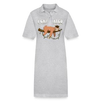 J’ai obtenu mon diplôme Puis-je retourner au lit maintenant - Paresseux paresseux - Robe polo bio PAIGER Stanley/Stella Femme - gris chiné - Devant