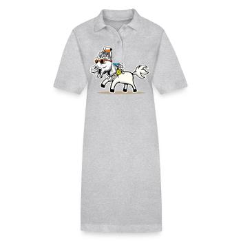 lustig witzig spaßig Pferd Pferde Gaul Kinder Kind - Stanley/Stella Frauen Bio-Polokleid PAIGER - Grau meliert - Vorne