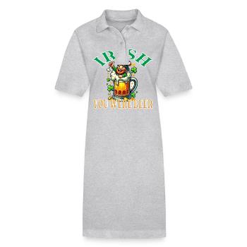 Irish You Were Beer - Lustiges Leprechaun Design - Stanley/Stella Frauen Bio-Polokleid PAIGER - Grau meliert - Vorne