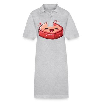Steak sucré aux yeux écarquillés - Robe polo bio PAIGER Stanley/Stella Femme - gris chiné - Devant