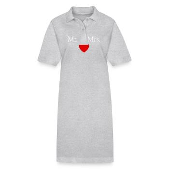 Mr. & Mrs. Herz Hochzeit Heirat Liebespaar - Stanley/Stella Frauen Bio-Polokleid PAIGER - Grau meliert - Vorne
