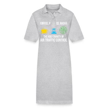 Air Traffic Controller Coffee Radar ATC Aviation - Stanley/Stella PAIGER Organic Women’s Polo Dress - heather grey - Front