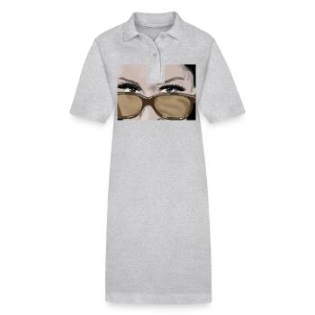 Über den Brillenrand - Stanley/Stella Frauen Bio-Polokleid PAIGER - Grau meliert - Vorne