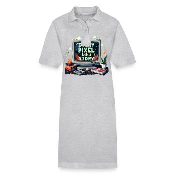 Chaque pixel raconte une histoire - Retro Gaming - Robe polo bio PAIGER Stanley/Stella Femme - gris chiné - Devant