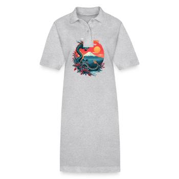 Japanischer Drache am Mount Fuji mit Kirschblüten - Stanley/Stella Frauen Bio-Polokleid PAIGER - Grau meliert - Vorne