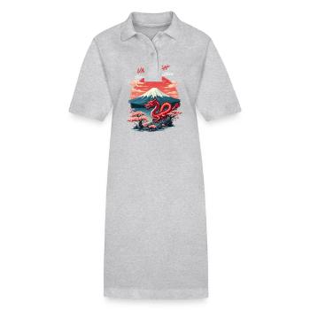 Japanischer Drache am Mount Fuji mit Kirschblüten - Stanley/Stella Frauen Bio-Polokleid PAIGER - Grau meliert - Vorne