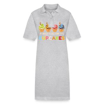 Funny Cupcakes, Cupcake Celebrations, Cupcake Gift - Stanley/Stella PAIGER Organic Women’s Polo Dress - heather grey - Front