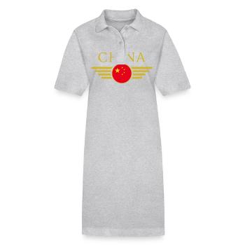 Ich liebe China, Eleganz Stil Design T-Shirt - Stanley/Stella Frauen Bio-Polokleid PAIGER - Grau meliert - Vorne