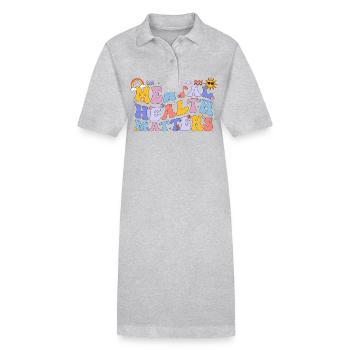 Sensibilisation à la santé mentale Vintage Groovy Mental - Robe polo bio PAIGER Stanley/Stella Femme - gris chiné - Devant