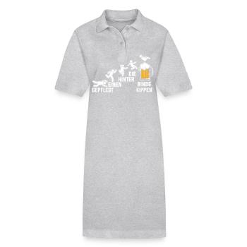 En inclinant soigneusement l’un d’entre eux derrière le bandage - Robe polo bio PAIGER Stanley/Stella Femme - gris chiné - Devant