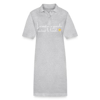 Le matin, ta gueule! - Robe polo bio PAIGER Stanley/Stella Femme - gris chiné - Devant