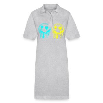 Sonne witzig lustig Sonnenschein spaßig Sommer - Stanley/Stella Frauen Bio-Polokleid PAIGER - Grau meliert - Vorne