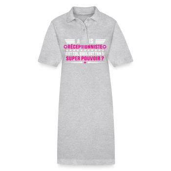Je Suis Réceptionniste idée cadeau femme shirt - Robe polo bio PAIGER Stanley/Stella Femme - gris chiné - Devant