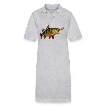 Perch at the Bite – Predatory Fish & Wobbler Design - Stanley/Stella PAIGER Organic Women’s Polo Dress - heather grey - Front