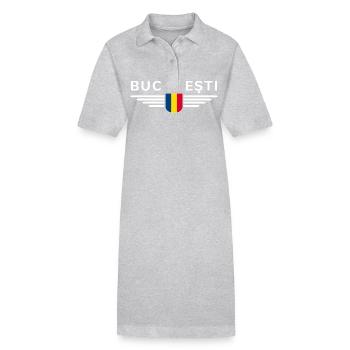 Bukarest T Shirt für Rumänien Fans Outfit - Stanley/Stella Frauen Bio-Polokleid PAIGER - Grau meliert - Vorne