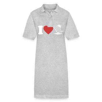 I Love Photovoltaik - Herz - Erneuerbare Energie - Stanley/Stella Frauen Bio-Polokleid PAIGER - Grau meliert - Vorne