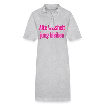 Old wisdom, stay young – cheerful saying - Stanley/Stella PAIGER Organic Women’s Polo Dress - heather grey - Front