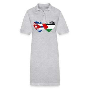 Kuba Palästina Flagge Herz used - Stanley/Stella Frauen Bio-Polokleid PAIGER - Grau meliert - Vorne