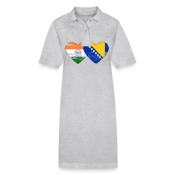 Inde Bosnie drapeau coeur utilisé - Robe polo bio PAIGER Stanley/Stella Femme - gris chiné - Devant