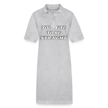Trop mignon pour être hétéro - LGBTQ humour drôle - Robe polo bio PAIGER Stanley/Stella Femme - gris chiné - Devant