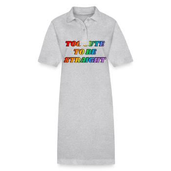 Trop mignon pour être hétéro - LGBTQ humour drôle - Robe polo bio PAIGER Stanley/Stella Femme - gris chiné - Devant