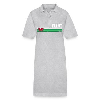 Entdecken Sie das Retro-inspirierte Stadtdesign von Flint Wales - Stanley/Stella Frauen Bio-Polokleid PAIGER - Grau meliert - Vorne