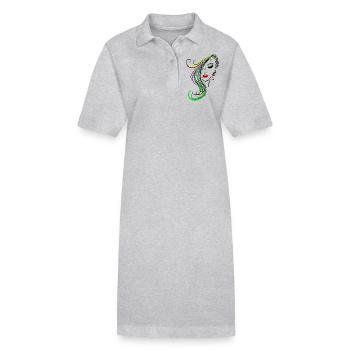 Femme aux cheveux colorés - Robe polo bio PAIGER Stanley/Stella Femme - gris chiné - Devant
