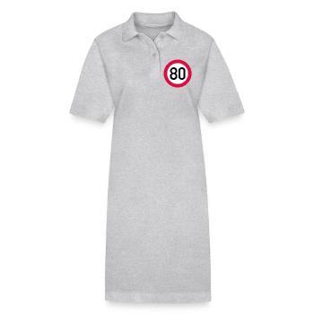 80 ans Attention ! Panneau de signalisation 80 km/h - Robe polo bio PAIGER Stanley/Stella Femme - gris chiné - Devant