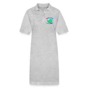 🦖 U WANNA HUG ME Dinosaurier - Stanley/Stella Frauen Bio-Polokleid PAIGER - Grau meliert - Vorne