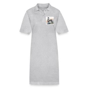 Lévrier aquarelle - Robe polo bio PAIGER Stanley/Stella Femme - gris chiné - Devant