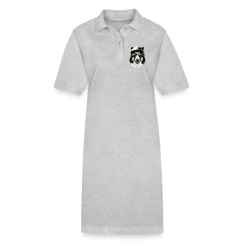 Collie Was geht Gangsta Gangster Hund Geschenk - Stanley/Stella Frauen Bio-Polokleid PAIGER - Grau meliert - Vorne