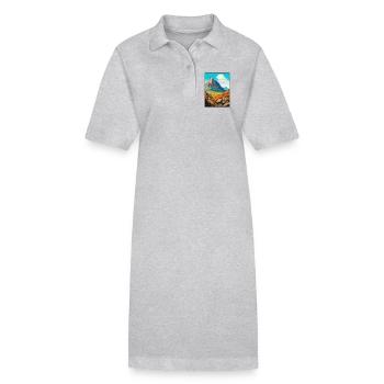 Dolomiten Italien Berglandschaft Illustration - Stanley/Stella Frauen Bio-Polokleid PAIGER - Grau meliert - Vorne