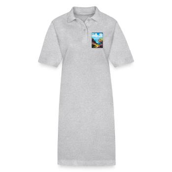 Sentier côtier au sommet d’une falaise d’Exmoor, en Angleterre - Robe polo bio PAIGER Stanley/Stella Femme - gris chiné - Devant