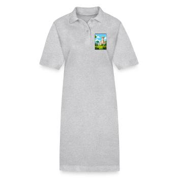 Chaves Portugal Château Tour Sous Le Ciel Bleu Affiche - Robe polo bio PAIGER Stanley/Stella Femme - gris chiné - Devant