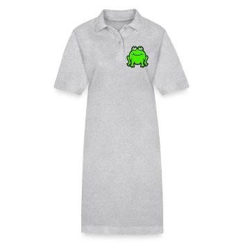 Frosch Kröte lächelt lustig guckt hoch nach oben - Stanley/Stella Frauen Bio-Polokleid PAIGER - Grau meliert - Vorne